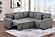F8577 Fabric 3-Piece Convertible Sectional Sofa Set w/2 Accent Pillows Smoke by Poundex