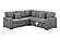 F8577 Fabric 3-Piece Convertible Sectional Sofa Set w/2 Accent Pillows Smoke by Poundex