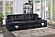 F8578 Fabric 3-Piece Convertible Sectional Sofa Set w/2 Accent Pillows Black by Poundex
