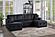 F8578 Fabric 3-Piece Convertible Sectional Sofa Set w/2 Accent Pillows Black by Poundex