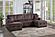 F8579 Fabric 3-Piece Convertible Sectional Sofa Set w/2 Accent Pillows Chocolate by Poundex