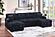 F8582 Fabric 3-Piece Convertible Sectional Sofa Set w/2 Accent Pillows Black by Poundex