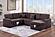 F8584 Fabric 4-Piece Convertible Sectional Sofa Set w/2 Accent Pillows Chocolate by Poundex