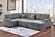 F8585 Fabric 4-Piece Convertible Sectional Sofa Set w/2 Accent Pillows Smoke by Poundex