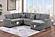 F8585 Fabric 4-Piece Convertible Sectional Sofa Set w/2 Accent Pillows Smoke by Poundex