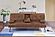 F8590 Faux Leather Convertible Sofa w/Fold-Down Table Brown by Poundex