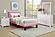 F9417T Faux Leather Upholstered Twin Bed Pink/Espresso by Poundex