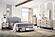 F9528F Fabric Upholstered Full Bed w/Drawer Light Gray/Black by Poundex