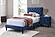 F9632F Velvet Upholstered Full Bed Navy Blue by Poundex