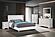 F9664Q Faux Leather Upholstered Queen Bed White/Espresso by Poundex