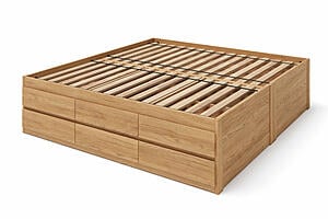 Captains Bed with Double Layer Drawers - King Size - Eco-Friendly Solid Oak Wood by Comfort Pure