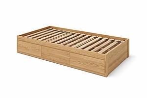 Captains Bed with Single Layer Drawers - Twin XL Size - Eco-Friendly Solid Oak Wood by Comfort Pure