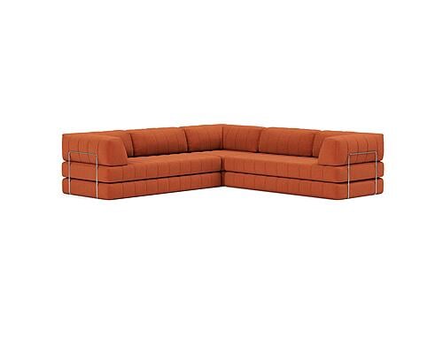 CozyPad Sleeper Sofa Corner with Arms Esina Rust Orange by Innovation Living