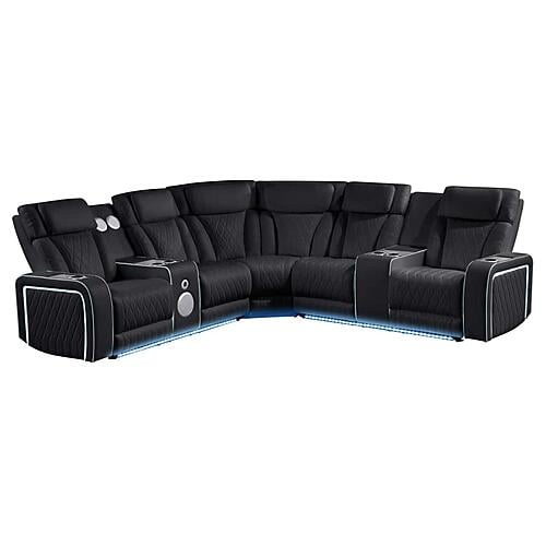 Electra Black Sectional Sofa by Galaxy Furniture
