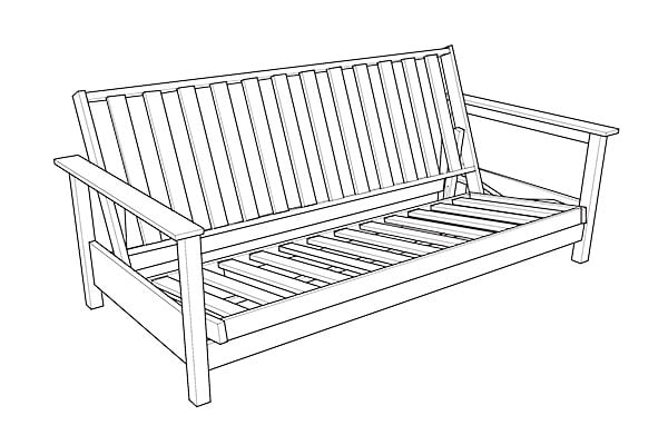 Bi-fold futon frame illustration