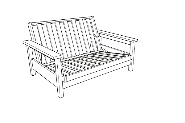 Bi-fold lounger frame illustration